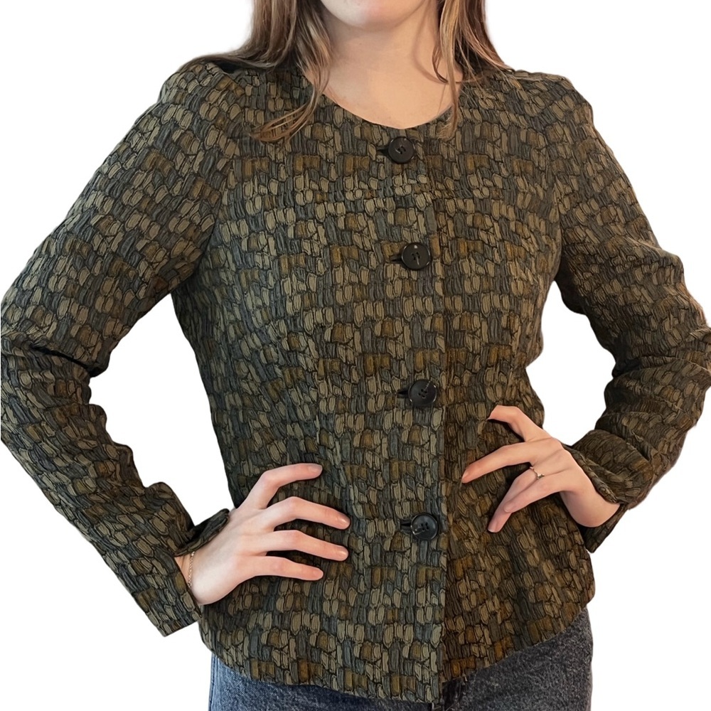 Lafayette 148 New York Trudy Olive Textured Blazer size 6